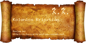 Kolonics Krisztián névjegykártya